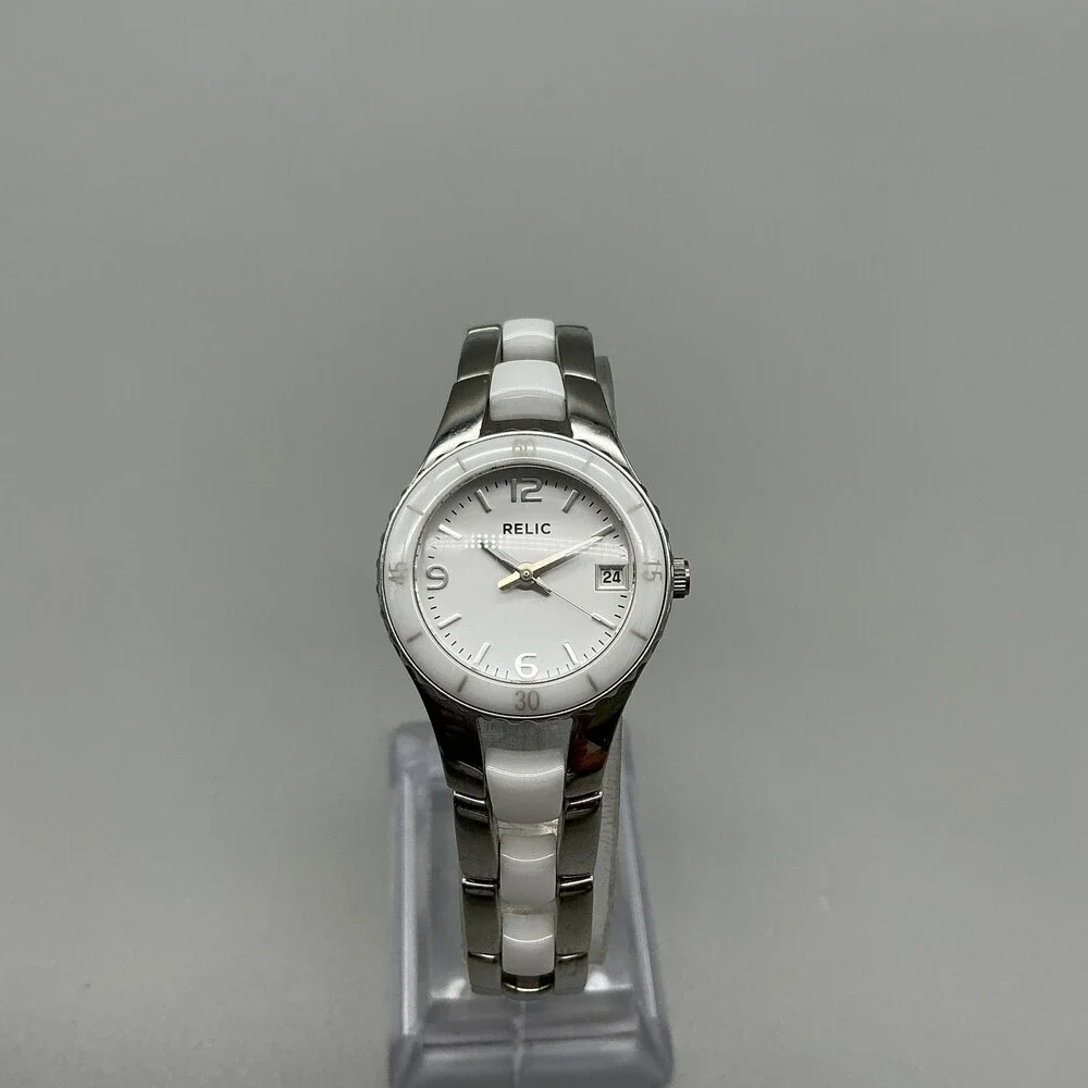 Relic ZR11894 Womens Watch 25mm White Dial Silver Tone New Battery 7.25